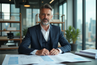 Architecte homme en costume dans un bureau moderne