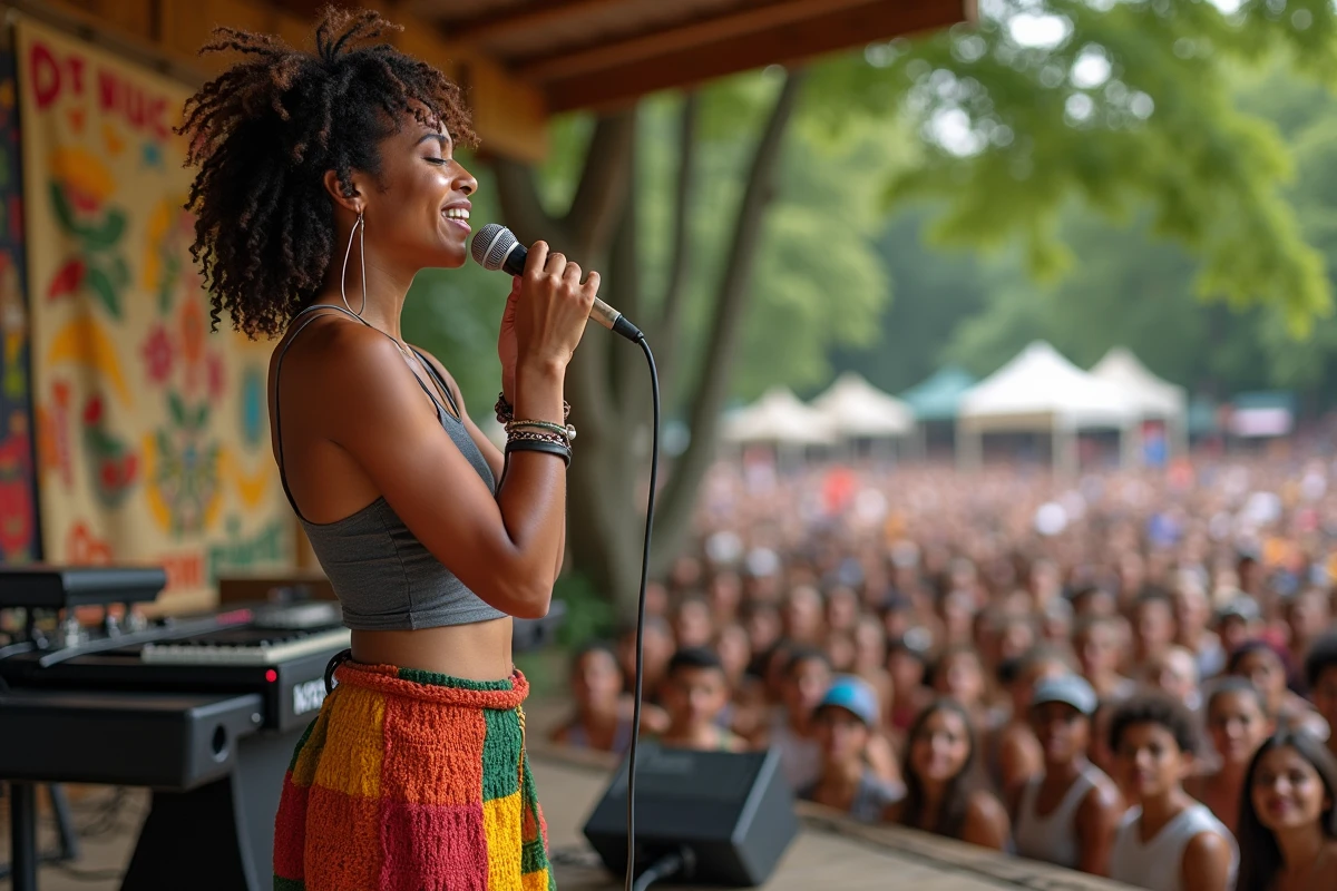 Artiste reggae féminine chantant lors d