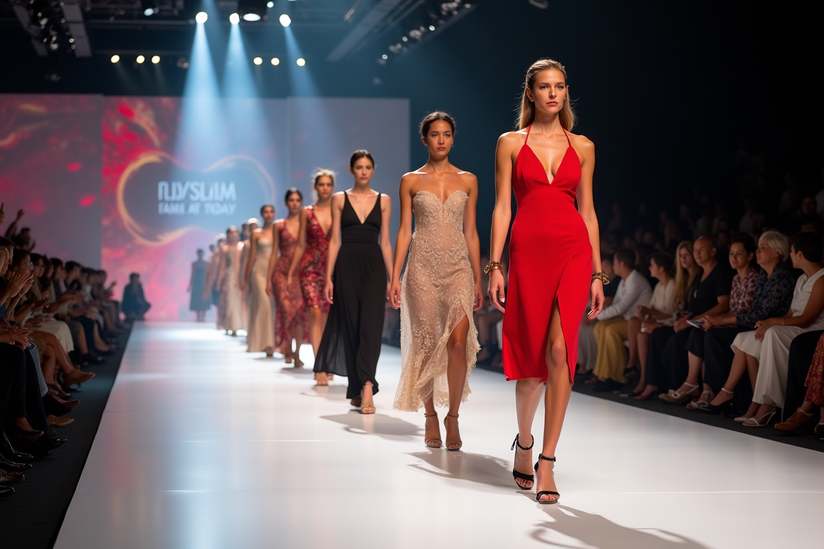 Défilé de mode avec modèles représentant différentes nations