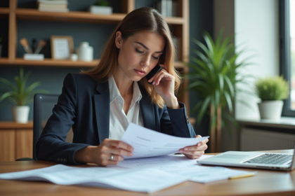 Femme d affaires concentrée dans un bureau moderne