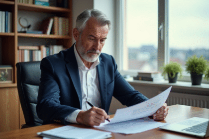 Homme d'affaires en blazer blanc dans un bureau lumineux