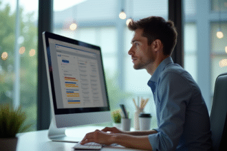Jeune professionnel recherchant des offres d'emploi sur un ordinateur
