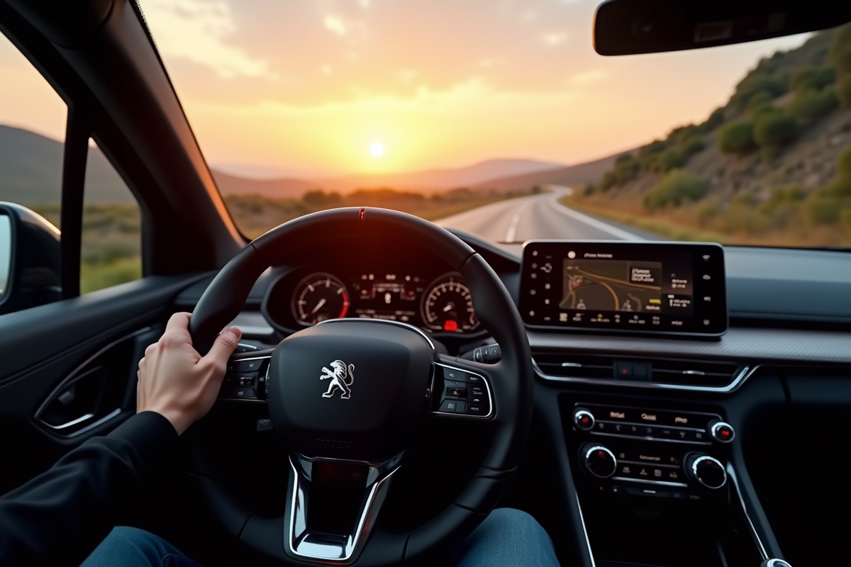 Conduite de la Peugeot 308 GT Line avec tableau de bord numérique